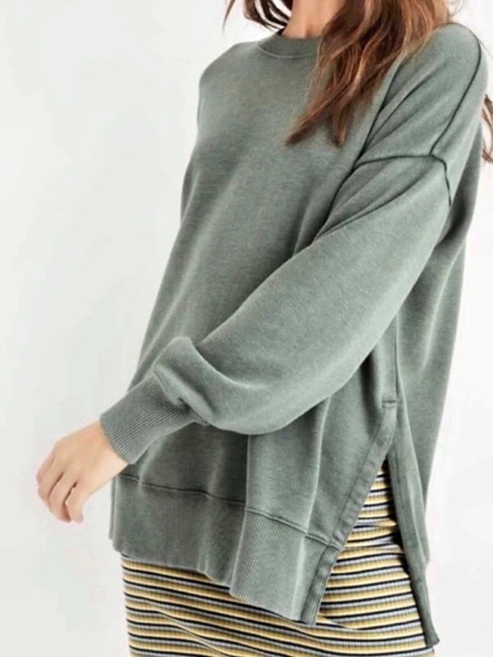 Aerie Cotton Sage Green Oversized Pullover Sweatshirt EUC Womenâs Size - XS